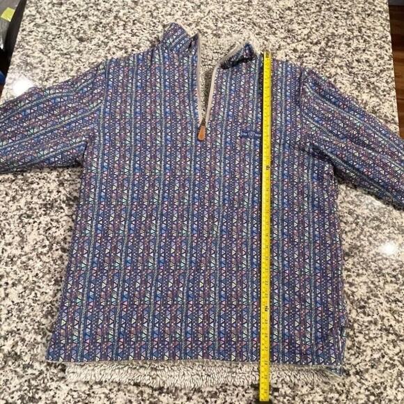 USA Palm Men Large Reversible Sherpa 1/4 Zip Pullover Jacket Gray Blue Geometric - Picture 10 of 16